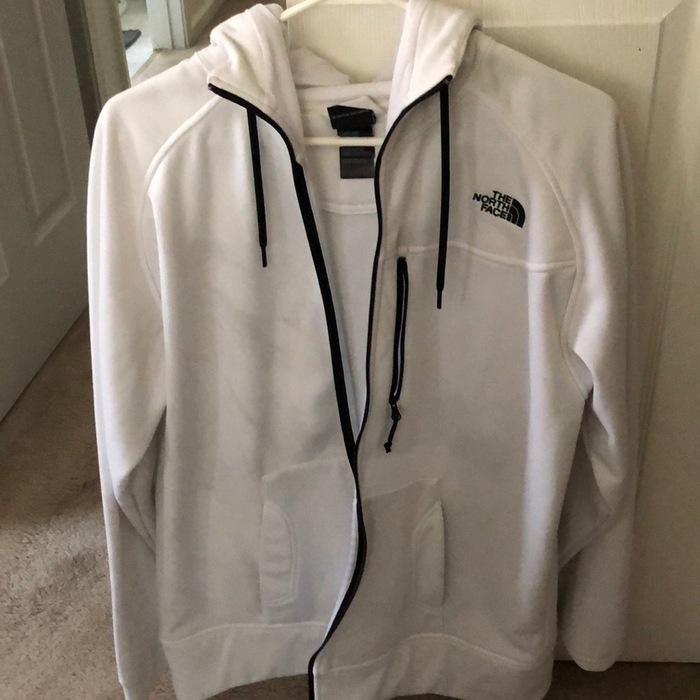 White North Face zip up hoodie size L